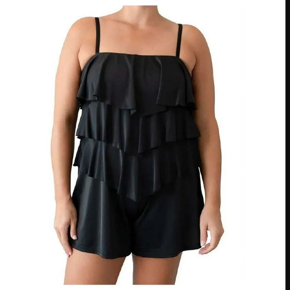 NWT FIT 4 UR Women's Padded Full Coverage One Piece Swimsuit Romper | Size 8